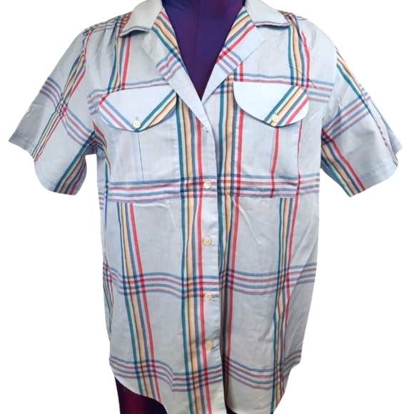 Vintage Dana Alexander Rainbow Plaid Short Sleeve Button Down Size 8 Women's H89 - Picture 1 of 6